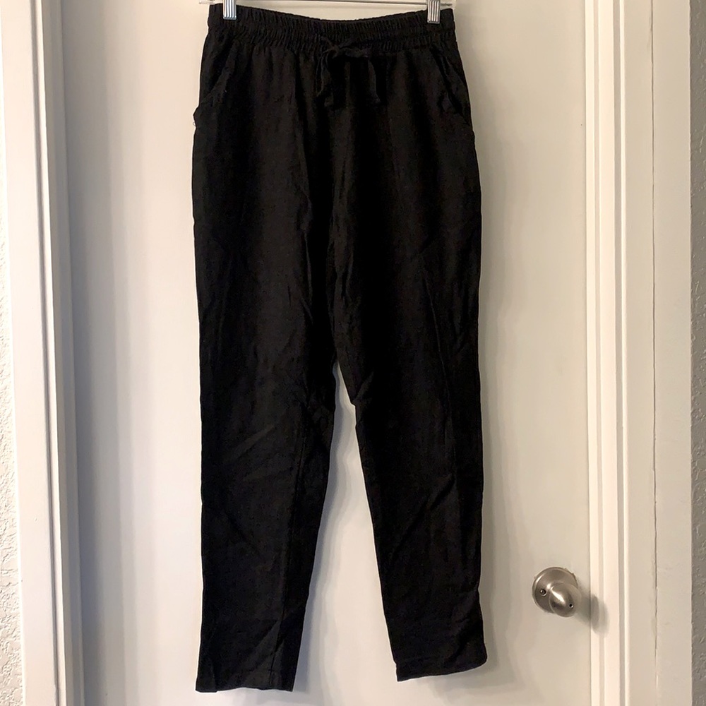 Black Linen Blend High Rise Pant